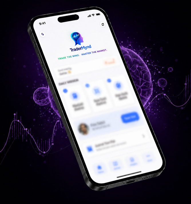 TraderMynd app, with the interface intentionally obscured ahead of launch